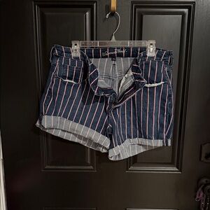 Universal Thread Navy and Pink Striped Jean Shorts